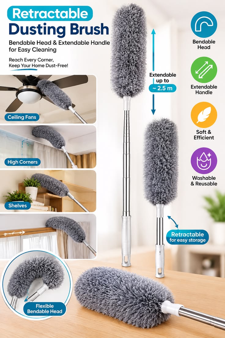 3-in-1 Dust Cleaner Brush – For Fans, A/C & Hard-to-Reach Places